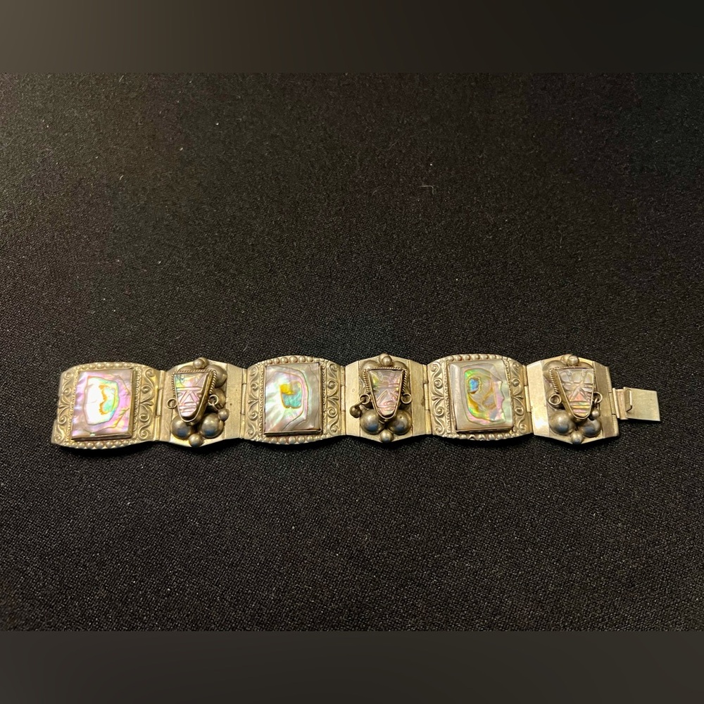 Silver Bracelet with Abalone Inlay
